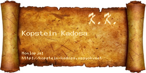 Kopstein Kadosa névjegykártya